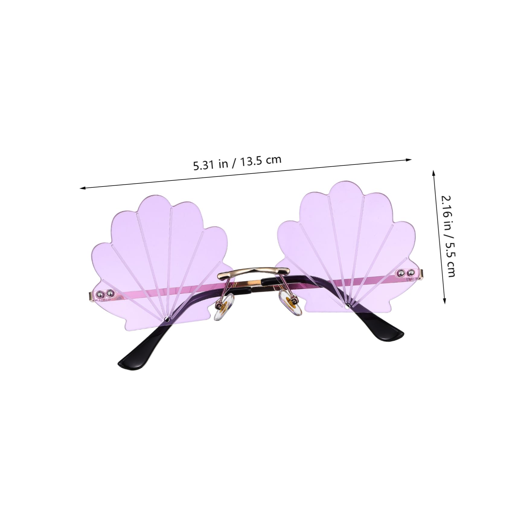 BESPORTBLE 2pezzi Occhiali Da Sole Forma Di Conchiglia Design Senza Montatura Due Colori Disponibili Accessori Per Feste e Uso Quotidiano
