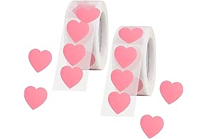 1000 Pieces Heart Label Stickers Roll, 25mm/1 inch Pink Stickers Pink Heart...