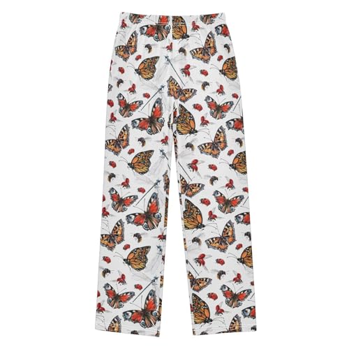 ZZXXB Dragonfly Ladybug Boys Long Pants Soft Trousers Elastic Waist Kids Lounge Bottoms with Pockets S-XL