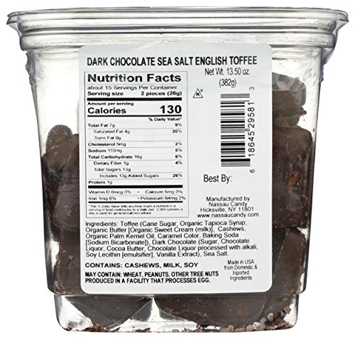 Nassau Candy Dark Chocolate English Toffee With Sea Salt, 13.5 Oz #TOP1