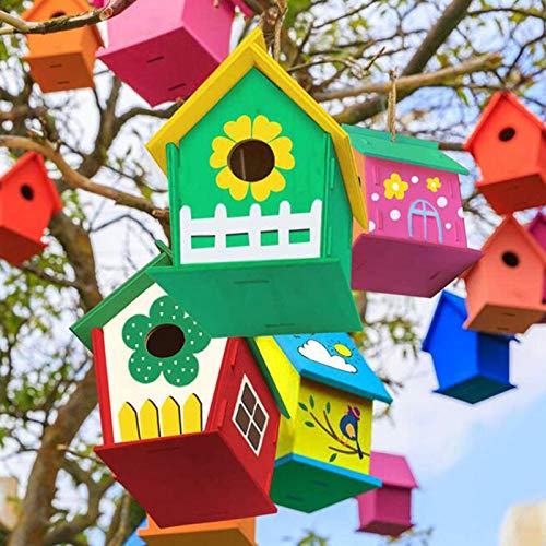 BLIBUNALA DIY Huis Vogel Hand Houten Ambachten Decoratie Home Set 30ML Geschilderd Patio Gazon & Tuin Antiek Glas Kolibrie Feeder (veelkleurig, One Size) - Image 7