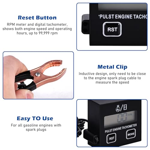 Digitaler Drehzahlmesser, 2 Takt Digital Tachometer, Induktiver Drehzahlmesser Motorsäge Benzinmotor Rasenmäher Clip-drehzahlmesser Kettensäge Hoher Kettensägen Austauschbarer Akku