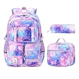 Dimensioni spaziose: 30 x 18 x 46 cm (larghezza x profondità x altezza). Peso: 0,85 kg. Capacità: 24,84 l. Scomparto principale con custodia per computer portatile, iPad, raccoglitori A4, libri di testo, portapranzo, ecc. La seconda tasca si adatta all'essenziale della scuola, quaderno, astuccio. Le tasche trasparenti superiori e le 3 piccole tasche sul pannello frontale possono contenere gli oggetti quotidiani e un rapido accesso; le tasche laterali elastiche sono per bottiglia d'acqua e ombrello.