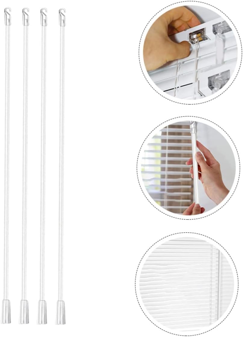 Cabilock 16pcs Plastic Vertical Blinds Rods Hooks Lightweight Blind Replacement Sticks for Home Bedroom Living and Bathroom