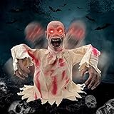 DITAIX Halloween Zombie Revolutionäre, Animierter Zombie Dekor Mit Glühende Augen und Gruselige Stimme, Zombie erhebt Sich aus der Erde, Hof Gartendeko Friedhofdekor für Halloween Party