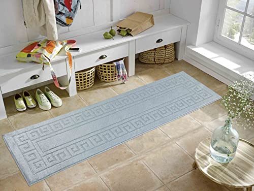 GULLAMBO Door Mat - Non Slip Door Mats Indoor Washable For Tiles Lino lamination Wood Flooring - Washable Front Door Mat Inside, Super Absorbent - Kitchen Door Mats Rugs (Grey Greek, 50cm x 80cm) - Image 3