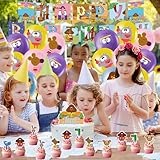 34PCS Cartoon Birthday Decorations, Party Supplies With Banner Balloons Cake Topper Cupcake Toppers for Birthday - Image 4