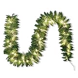 9Ft Artificial Christmas Garland Prelit with 50 Count Light, Plug in Lighted for Home & Office...