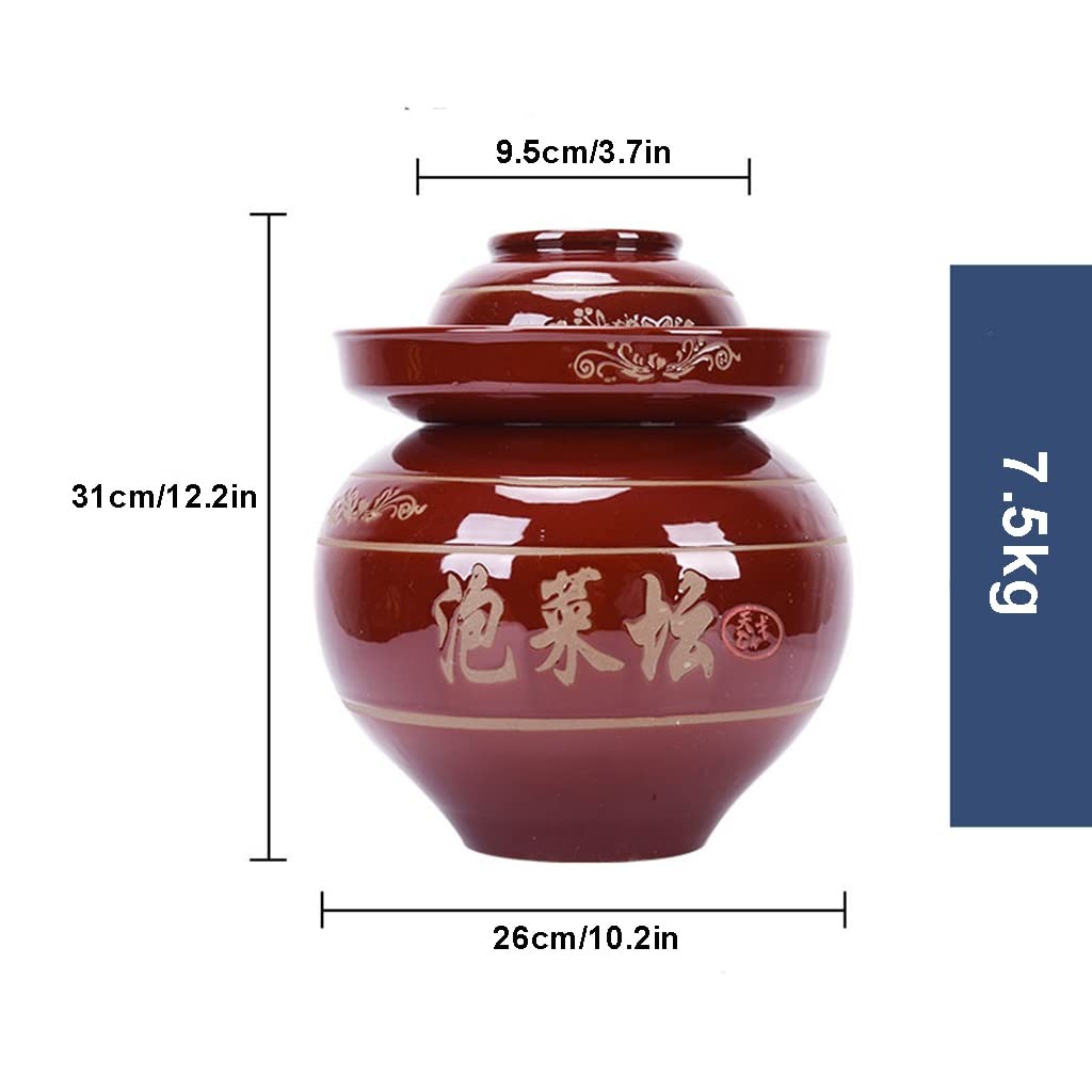 Traditionelles Fermentationsglas-Set, Beizbehälter mit Wasserverschluss, Airlock-Deckel, Keramik-Fermentationsset for Weinbrauen, Einlegen von Kimchi, Sauerkraut, Gemüse-Honig-Behälter
