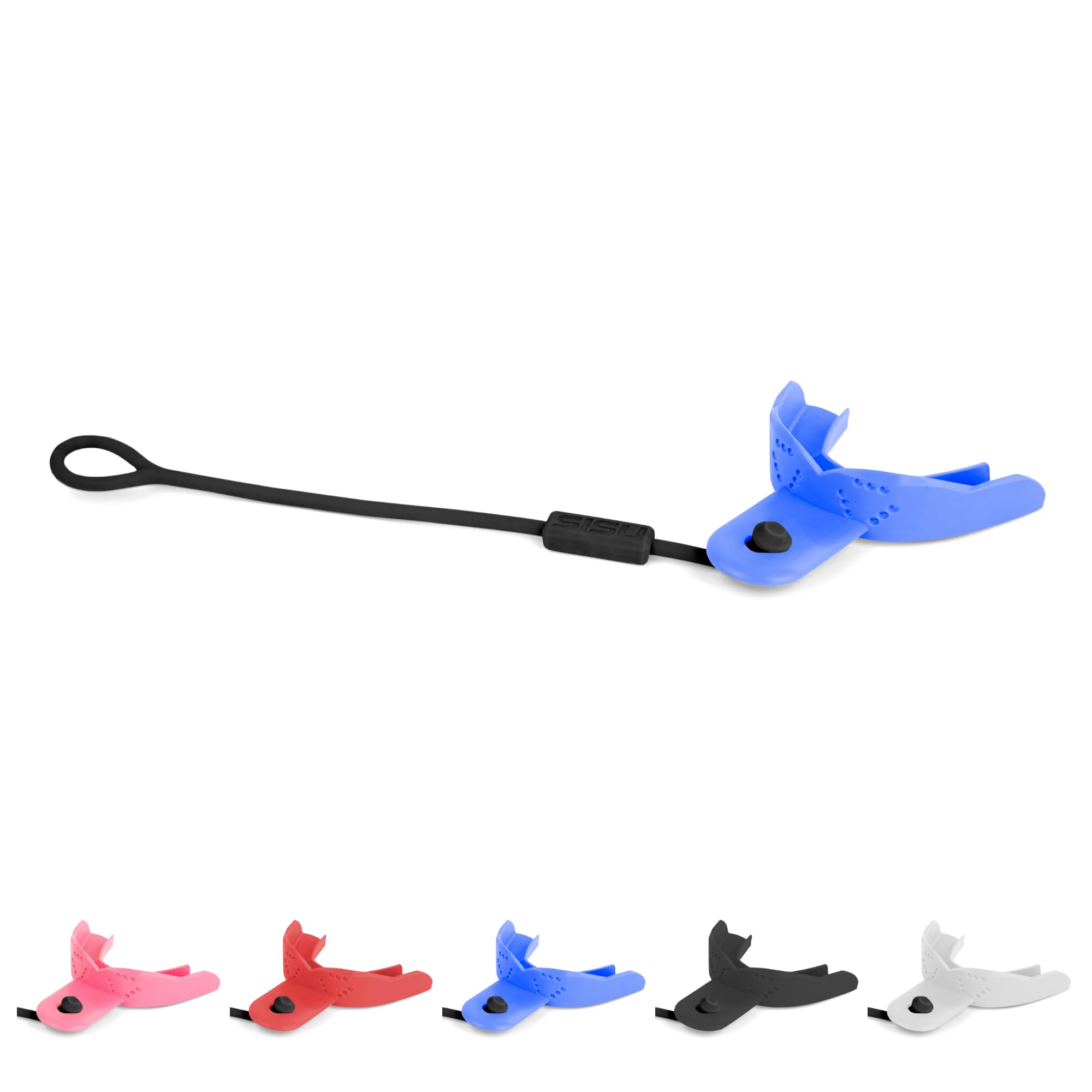 SISU Tether Mouthguard - Pre-Formed Protection with Strap for Football, Hockey, Lacrosse, Caged-Helmet Sports - Remoldable Up to 20 Times - Works for