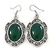 Produktbild Ohrringe im viktorianischen Stil, grüner Harz, oval, Tropfenform, gebranntes Silber, 50 mm L