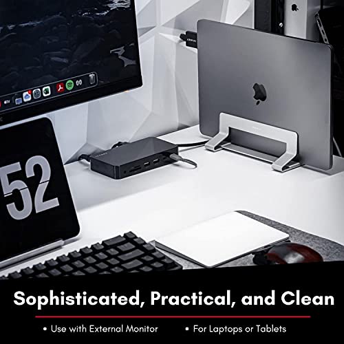 Macally Compact Wired Keyboard and a Vertical Laptop Stand, Designed to Save Space