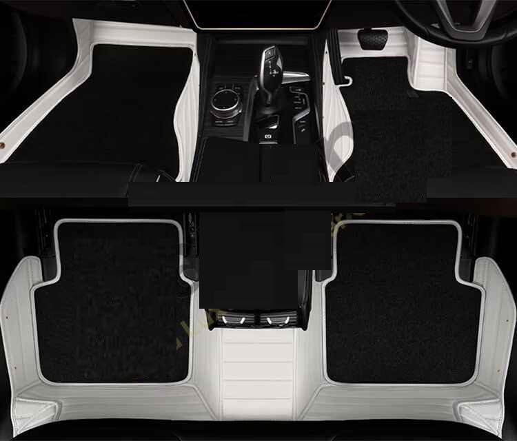 Image of NEXTA 9D Premium Custom Fitted Car Tray Mats Compatible with VinFast VF MPV 7-7 Seater (All 3 Rows) (Black with Beige)