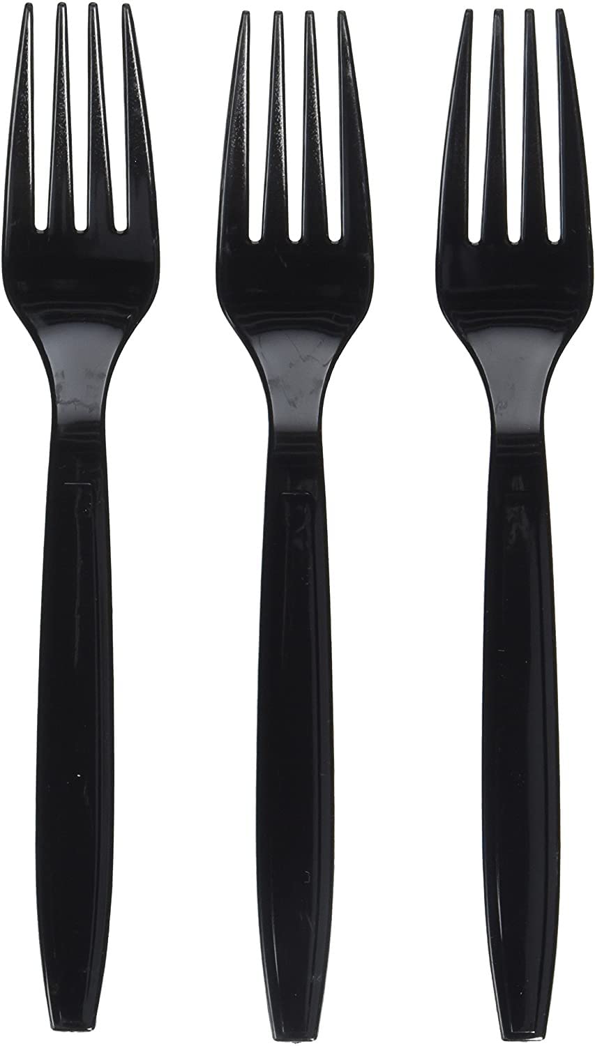 Trendsetter 100 Pieces Heavy Duty Black Reusable and Washable Fork-Reusable Food-Safe Forks,Reusable Dinner Fork Set Strong Washable & Durable Long-Lasting Cutlery