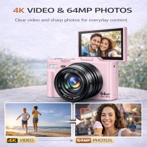 Cámara Digital 4K 64MP Kit con Tripié Flexible y Micro SD miniatura 2