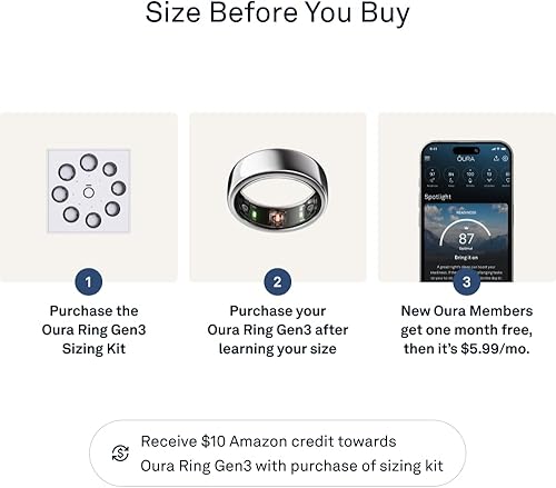 Miniatura 3 de Oura Ring Gen3 Horizon - Anillo inteligente, seguimiento del sueño, frecuencia cardíaca, rastreador de actividad física, 5-7 días de duración de la