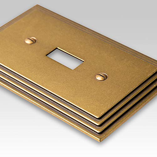 Amerelle Steps Single Duplex Cast Metal Wallplate In Rustic Brass Cast #TOP1