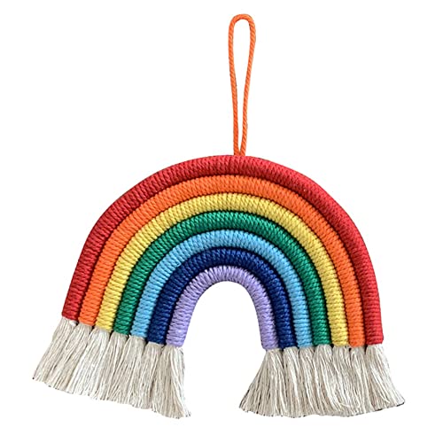 Makramee Regenbogen Wandteppich Deko, Regenbogen-Wandbehang, Makramee Regenbogen Wandbehang, Makramee Wandteppich Regenbogen, Für Heimdekoration, Partyzubehör, Kinderzimmer