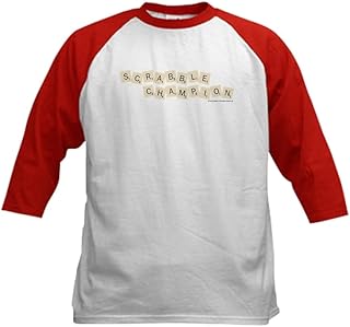 CafePress Scrabble Champion Kids Baseball Tee Kids Cotton Baseball Jersey, 3/4 Raglan Sleeve Shirt Red/White