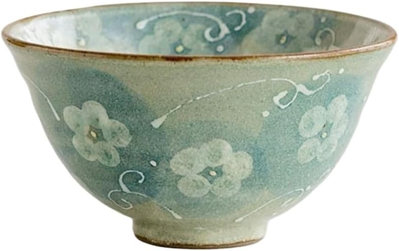 Painted Underglaze Flower Rice Bowl Rustic Ceramic Soup