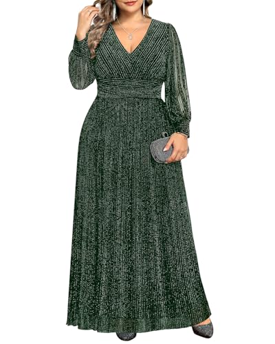 Image of Pinup Fashion Plus Size Formal Evening Glitter Prom Wedding Guest Dress | Silver thread straight knit, v-neck, empire waist, back zipper, a-line, maxi long, perfect for evening party, wedding guest