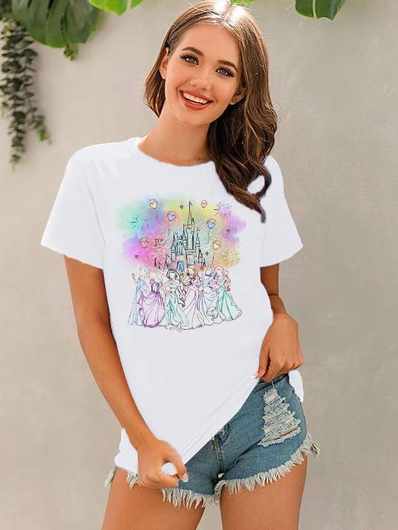 Magic Kingdom Shirts for Women Magical Shirt Castle Princess Graphic T-Shirt Holiday Vacation Tee Casual Crewneck Tops - Image 2
