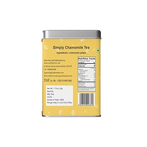 Goodwyn Chamomile Tea Loose Leaf  25 Cups (50g / 1.76 oz) | Caffeine-Free Dried Chamomile Flowers & Real Petals in Premium Reusable Tin | Sugar-Free Organic Herbal Tea | Indian Origin | Perfect for Gifting | Aromatic & Natural Tea