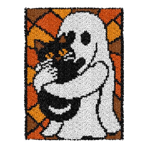 Image of YOOLOOKY Latch Hook Kits for Adults /Beginners Printed Canvas Embroidery Tapestry Handmade Rug Home Sofa Decoration 20.5 X 15inch (Cat)