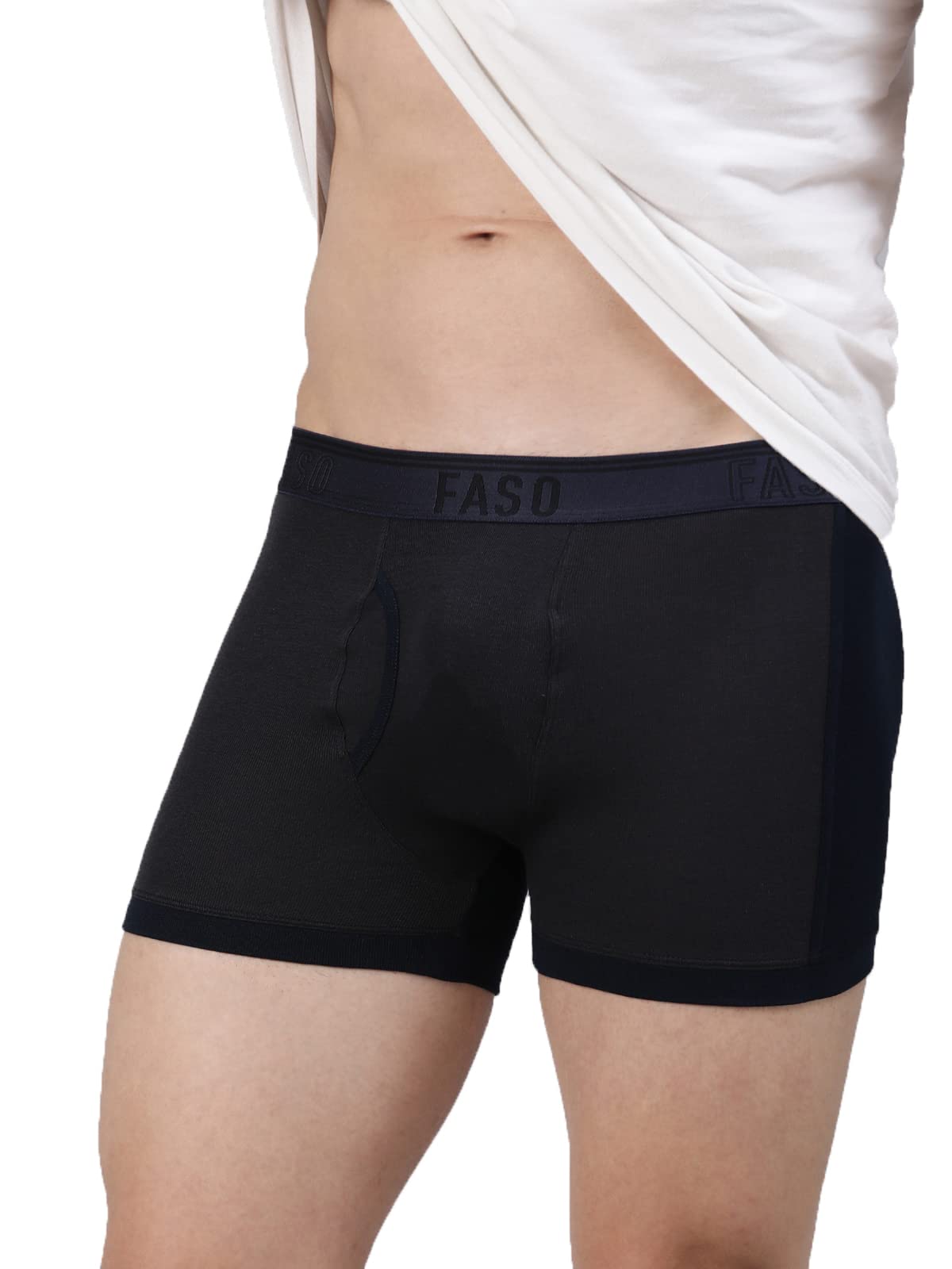 f a s o Men's Ultrasoft Cotton Trunks | Pack of 2 | Ribbed Cotton Stretch Fabric | Soft Breathable Supportive Underwear | Everyday Comfort Fit-picture-54