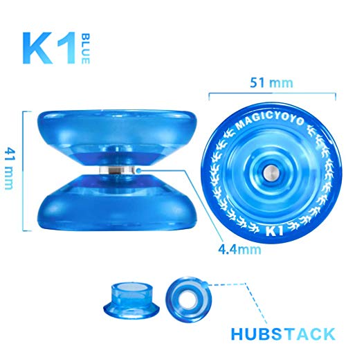 CHEE MONG Responsive Yoyo Pack of 3, MAGICYOYO K1 Yoyo Dark Blue, Red, Crystal Blue Yoyo for Kids Beginner with 3 Yoyo Bags, 9 Yoyo Replacement Strings