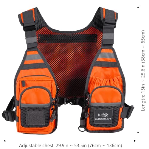 Image of BASSDASH FV08 Ultra Lightweight Fly Fishing Vest for Men and Women Portable Chest Pack One Size Fits Most
