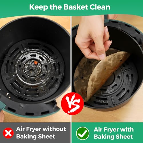 Image of Vailnd Air Fryer Parchment Paper, 50pcs Disposable Air Fryer Liners Round, 8.5In Unbleached Parchment Paper Sheets, Perforated Food Steamer Liner for Baking Cooking