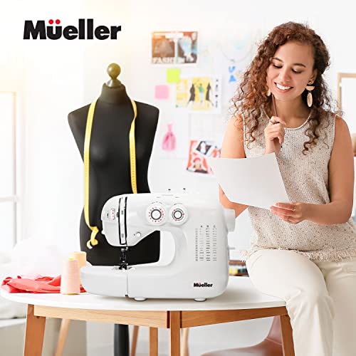 Mueller Ultra Stitch Sewing Machine, 110 Stitch Applications, Led Light, Foot Pedal, Reverse, Buttonhole, Button And Zipper Sewing, Easy To Use, Thread Cutter, Removable Accessories Storage, White #TOP5