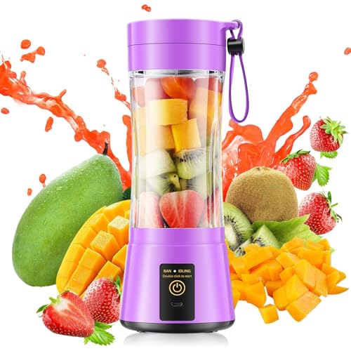 Image of Portable Blender for Smoothies and Shakes - Mini Blender with 6 Stainless-Steel Blades for Powerful Mix, Juicer with 380Ml Travel Cup for Picnic /Gym /Office