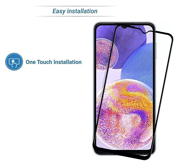 Image of Screen Protector for Samsung Galaxy A23 (Black) Tempered Glass Edge-to-Edge 6D Screen Guard With Installation Kit