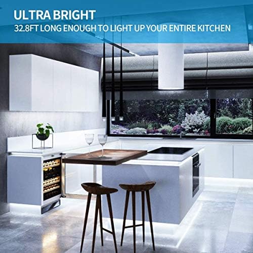 LED Strip Lights White, 10m Dimmable LED Light Strip with Memory Function, 600 Bright 3000K 2835 LEDs, Self-Adhesive 12v Flexible LED Rope Lights for Kitchen Cabinet Bedroom Home Party Decor