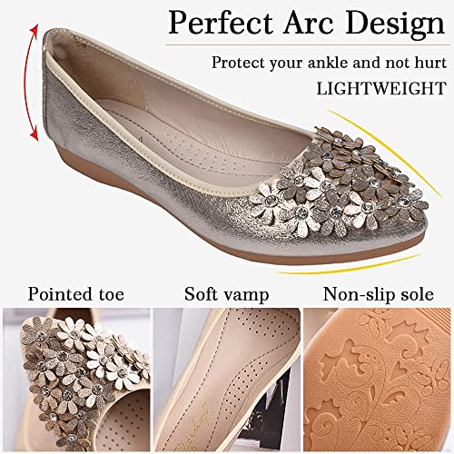 Women's Ballet Flats Foldable Casual Sparkly Rhinestone Wedding Ballerina Shoes Comfort Slip on Walking Flat Shoes3