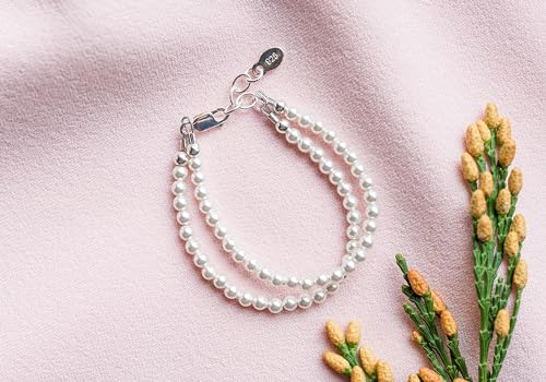 Precious Pieces Children's Sterling Silver Double-Strand Simulated Pearl Bracelet for Babies, Toddler and Girls2