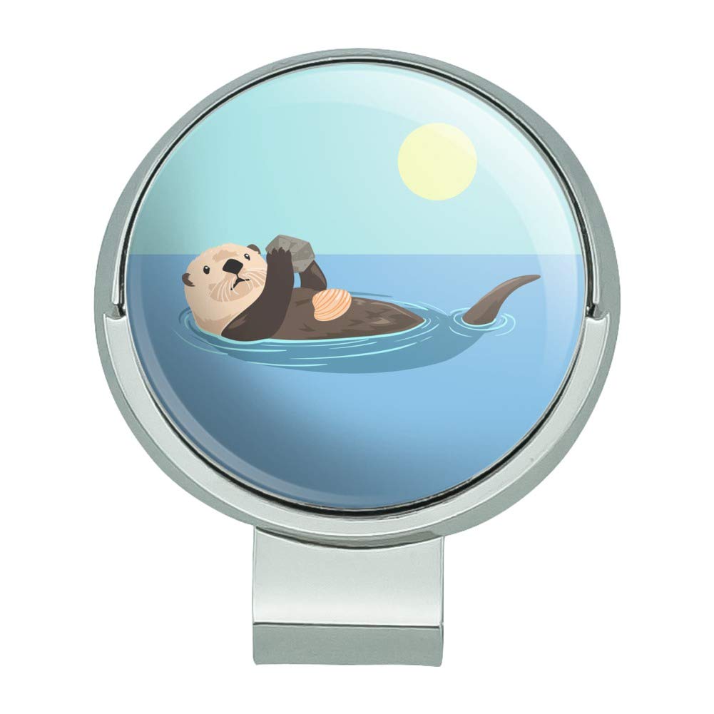GRAPHICS & MORE Sea Otter Eating Giant Clam Golf Hat Clip with Magnetic Ball Marker