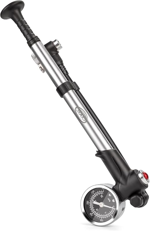 Pompă pentru suspensie bicicletă CXWXC 300 PSI cu manometru, pentru furci MTB de înaltă presiune și amortizoare spate, pompă de aer