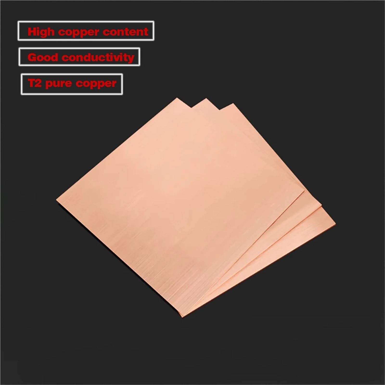 Espesor: 1/1,2/1,5/2/3/4 mm Lámina de cobre T2 Placa Cobre Cu Metal 100 * 100, 200 * 200, 300 * 300 Adecuado para joyería y manualidades(200x200x1.2mm)
