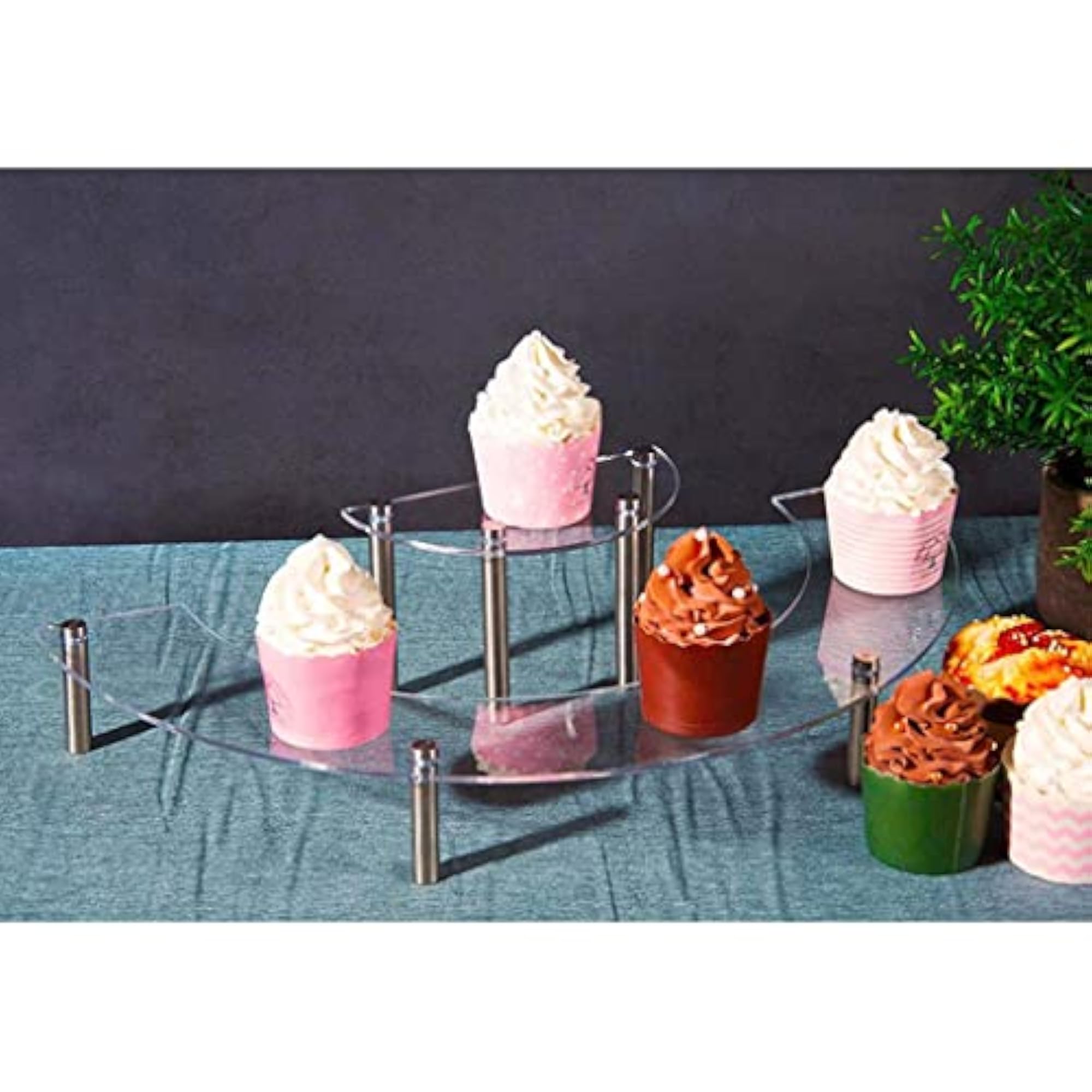 3-Tier Clear Acrylic Half Moon Tabletop Retail Display Riser