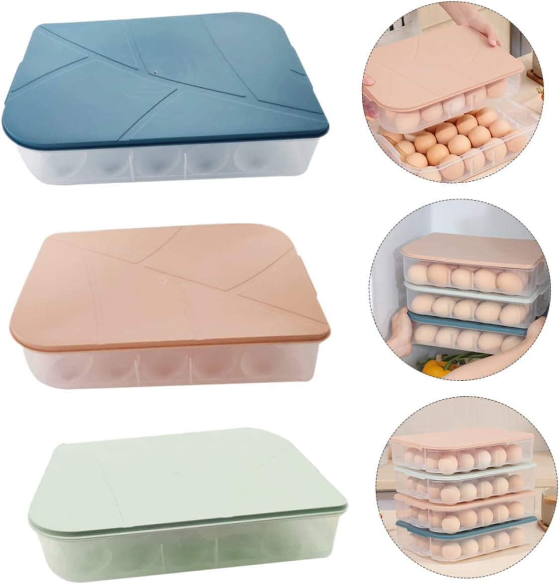 Housoutil 3pcs Egg Storage Tray Compartment Egg Box Pp Material Storage Container Odorless for Fridge