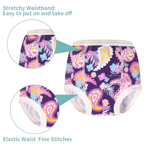 Image of ALVA ALVABABY 6 Packs Potty Training Pants Cotton Absorbent Floral Toilet Training Underwear For Toddler Boys And Girls 2T 3T 4T