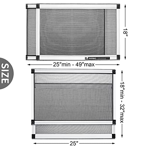 Yoochee Expandable Window Screen, 2 Pack Adjustable Window Screen(18" H X 25" - 49" W) - Large Replacement Window Screens With Frame, Durable Replacement Screen For Window #TOP1