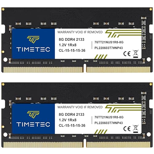 Timetec 16GB KIT (2x8GB) DDR4 2133MHz (PC4-2133P) PC4-17000 SODIMM Laptop RAM – 260-Pin 1.2V CL15 Non-ECC Unbuffered Memory Module for Laptop, Notebook, Mini PC, All-in-One