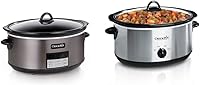 Vista 1 de Crock-Pot Olla de cocción lenta programable de 8 cuartos de galón + olla de cocción lenta manual ovalada de 7 cuartos de galón, acero inoxidable