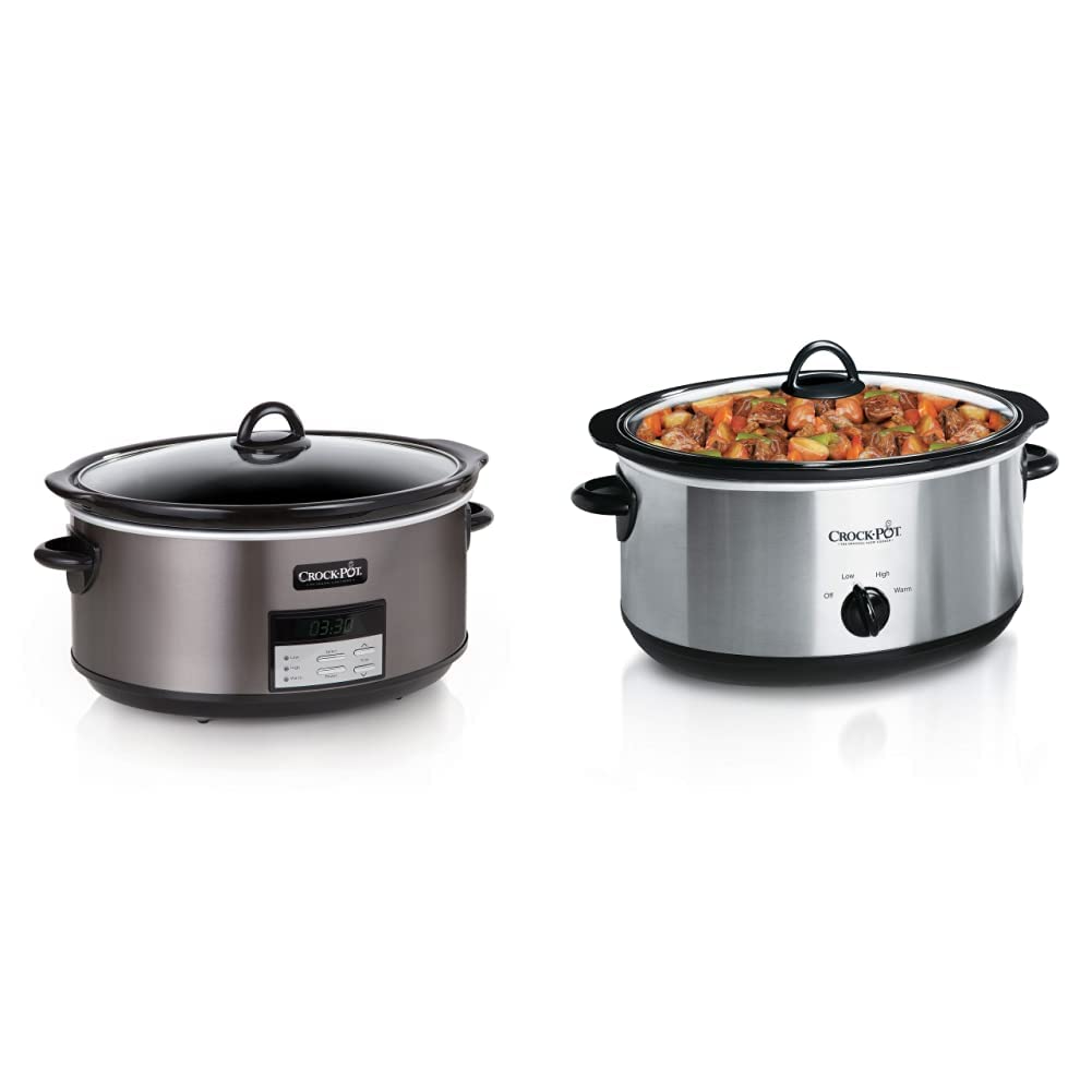 Crock-Pot 8 Quart Programmable Slow Cooker 7 Quart Oval Manual Slow Cooker Stainless Steel
