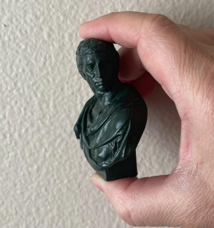 Miniature Resin Bust Sculpture, Lucius Junius Brutus Roman Politician, Green, 2.8" H image 3