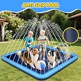 Haozozo Wasserspielzeug Kinder Outdoor Spiele mit Antirutschfunktion, 200CM Wassersprinkler Kinder Splash Pad, Gartenspielzeug Kind Sprinkler und Hundepool(Quadratisch 200cm)